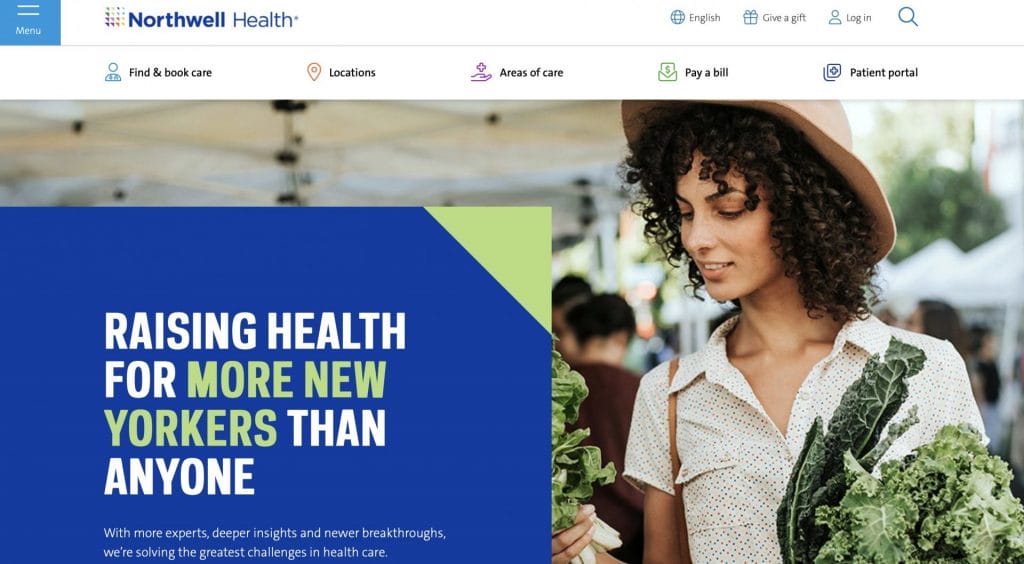 Northwell Health homepage screenshot