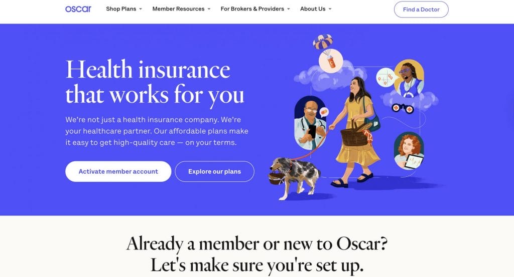 Oscar Health homepage screenshot