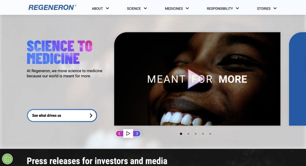 Regeneron homepage screenshot