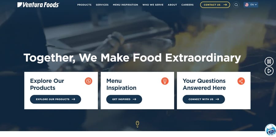Ventura Foods website screenshot