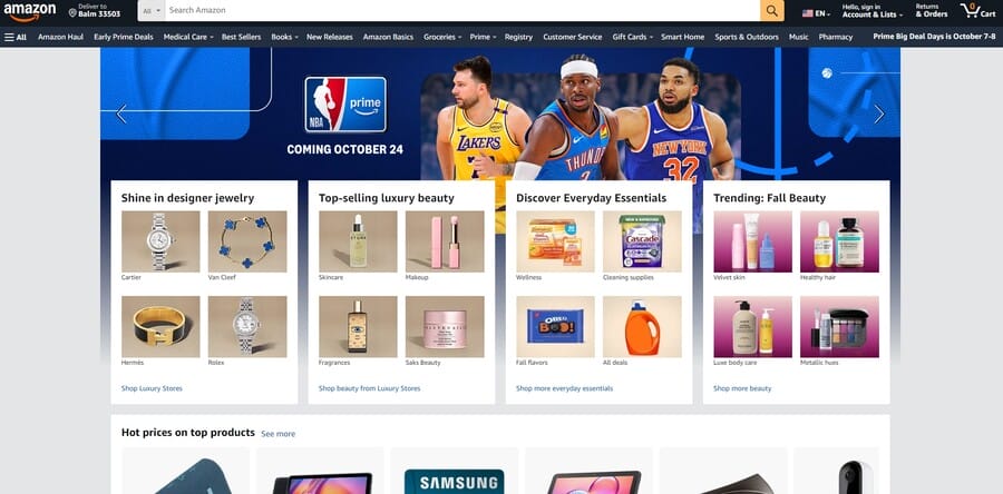 Amazon website screenshot