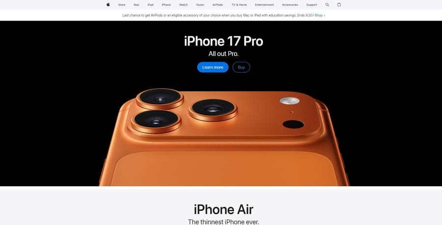 Apple website screenshot