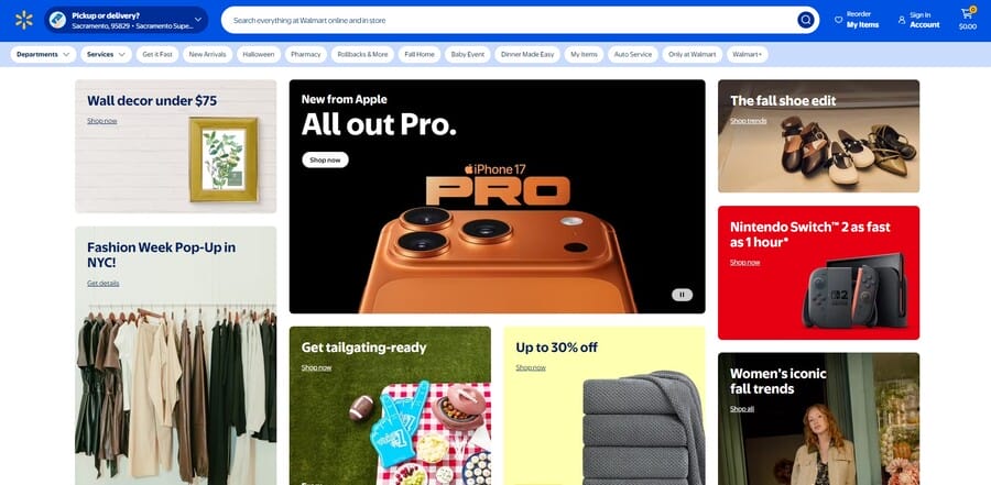 Walmart website screenshot