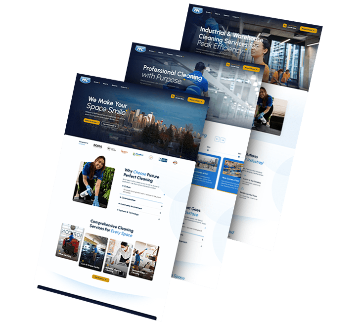 picture-perfect-cleaning-three-pages Three images of Picture Perfect Cleaning's website design