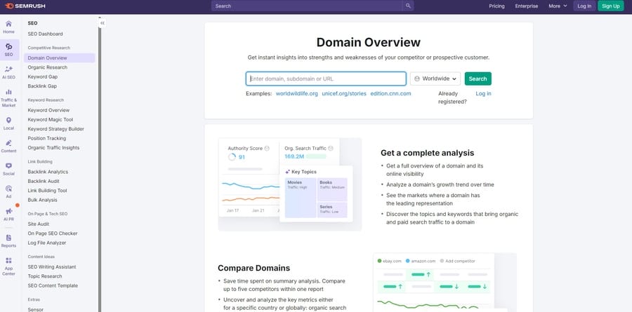 SEMRush domain overview screenshot