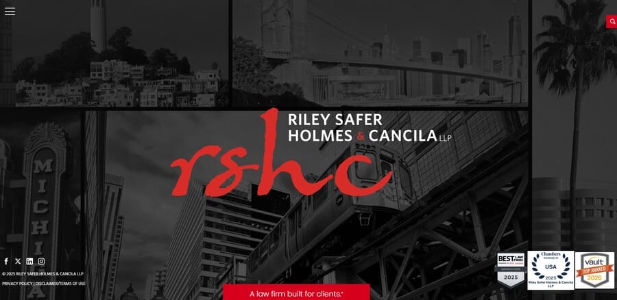 Riley Safer Holmes & Cancila website screenshot