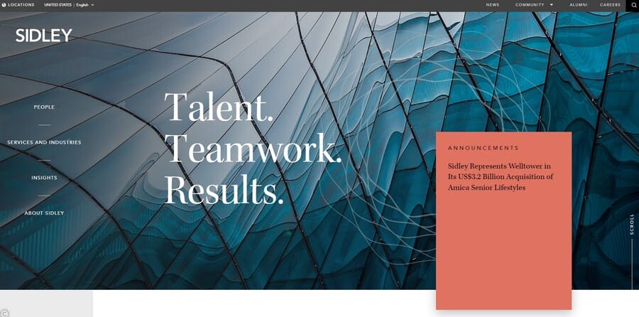 Sidley Austin LLP website screenshot