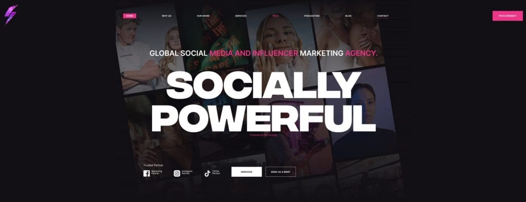 Socially Powerful homepage screenshot