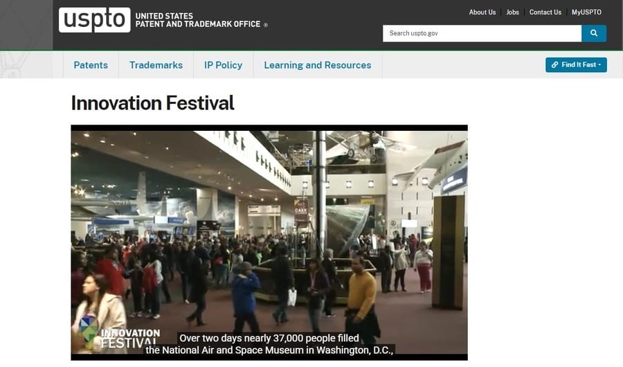 USPTO website screenshot