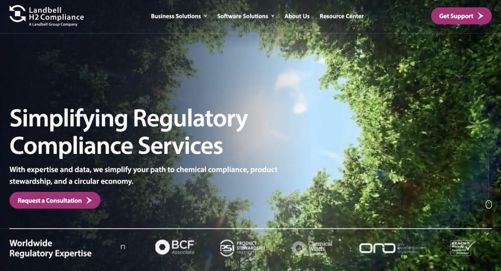 H2 Compliance website screenshot