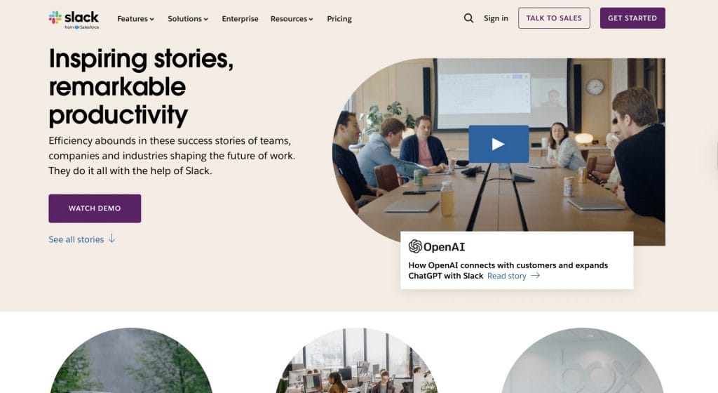 Slack website screenshot