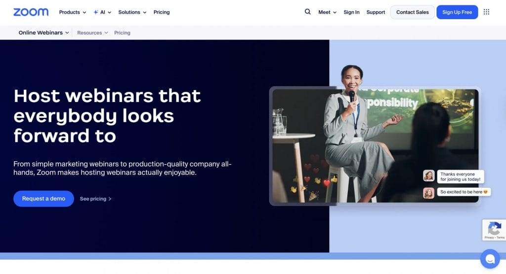 Zoom website screenshot