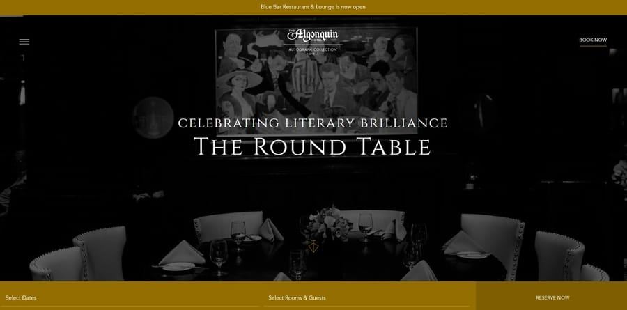 The Algonquin Hotel website screenshot