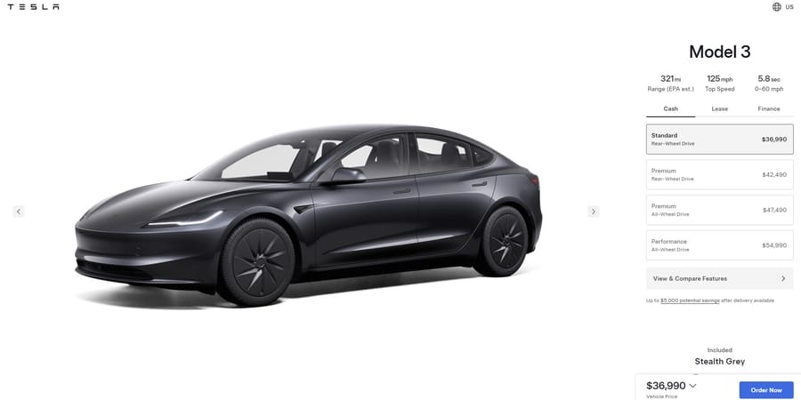 Tesla configurator screenshot