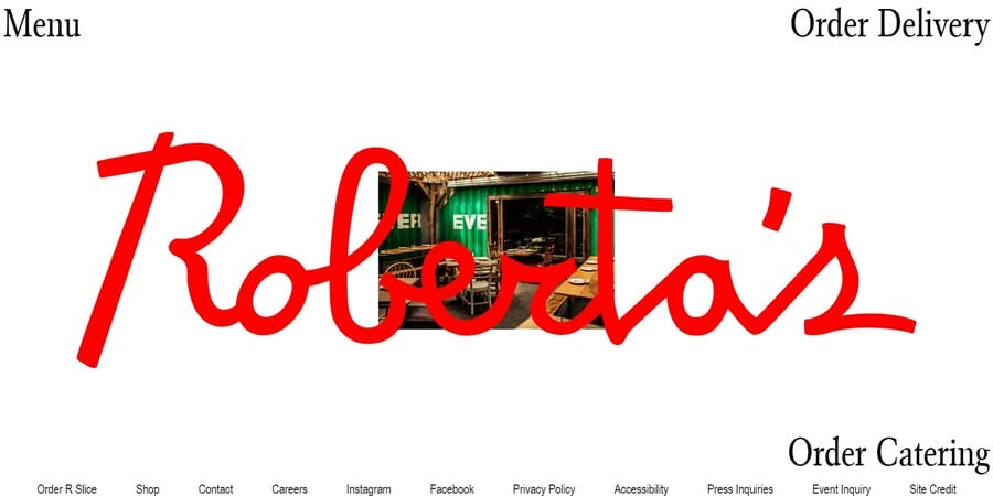 Roberta’s Pizza website screenshot