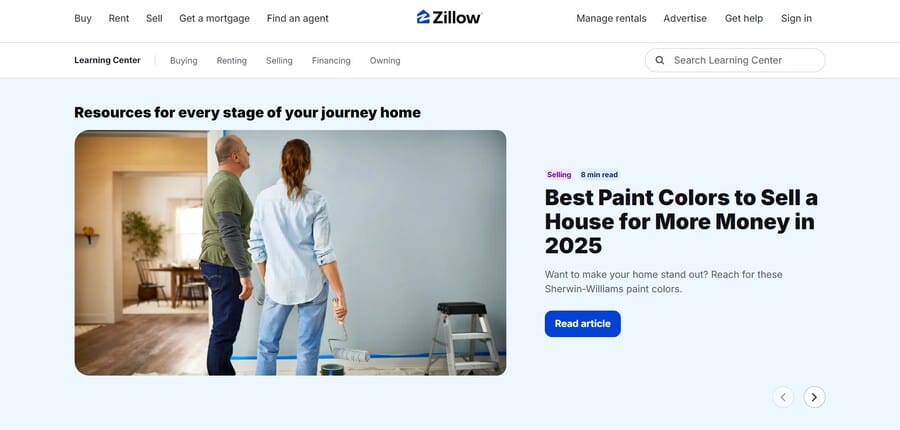 Zillow website screenshot