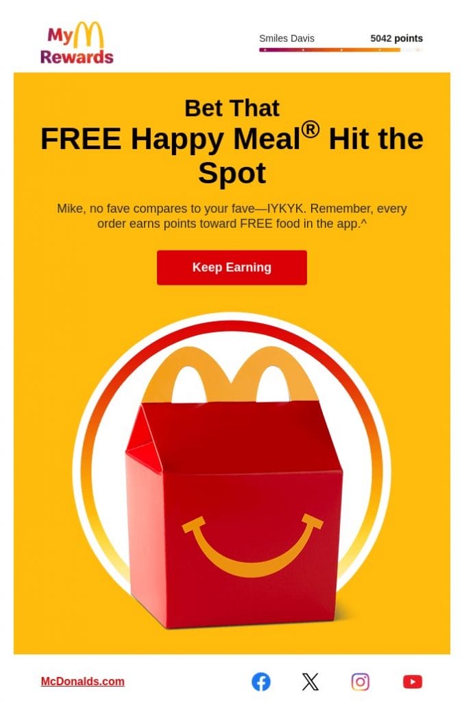 Image showing McDonald's email campaign