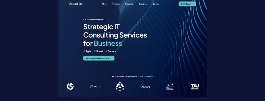 BoldTek homepage screenshot