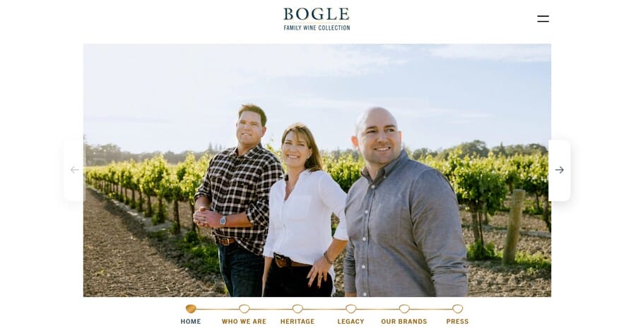 Bogle Family Wine website screenshot