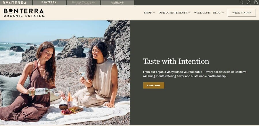 Bonterra Organic Estates website screenshot