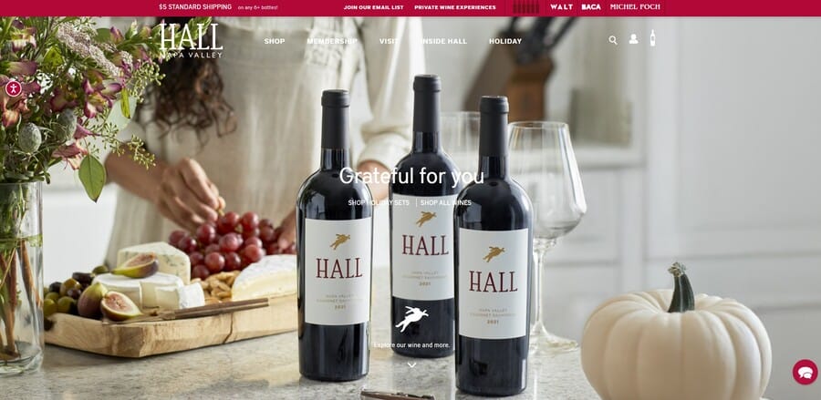 Hall Family Wines website screenshot