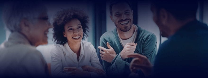 Background image for Clear Blue Insurance Group's case study showing a group of people