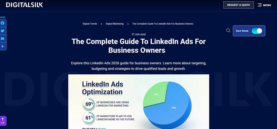 Image showing Digital Silk's dark mode design