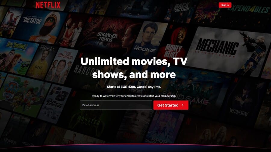 Image showing Netflix's dark mode design