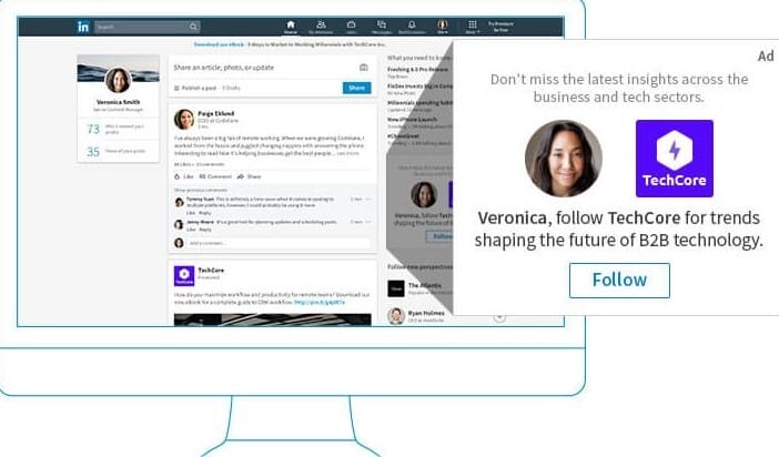 Image showing dynamic ads on LinkedIn