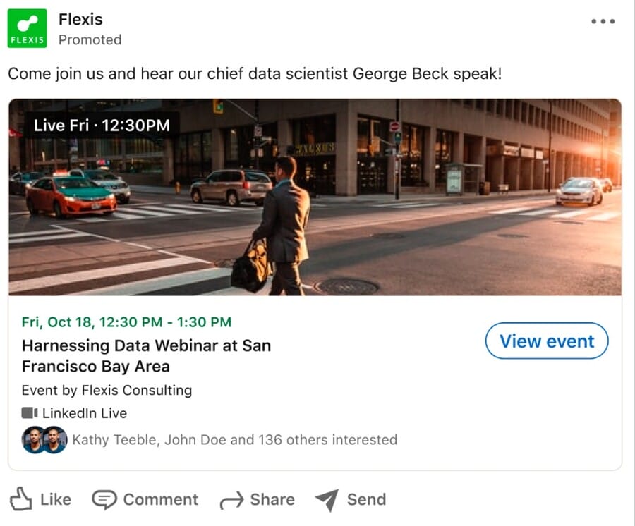 Image showing event ads on LinkedIn