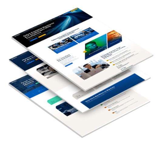 Three stacked images of Procom's website