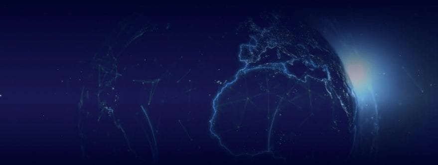Background image for Servion's case study showing the globe at night