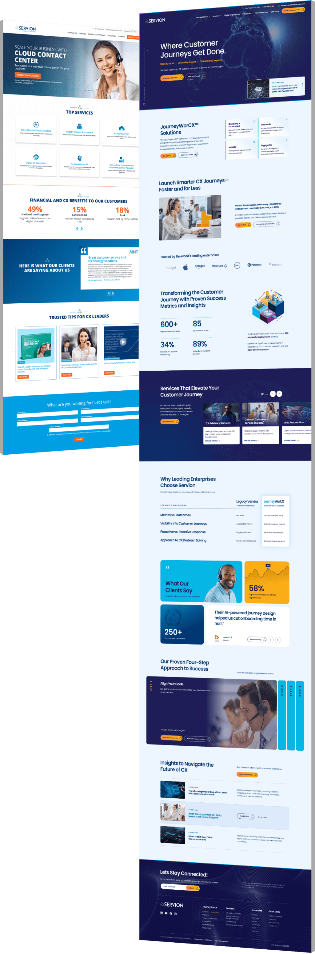 Image showing Servion's before and after website design