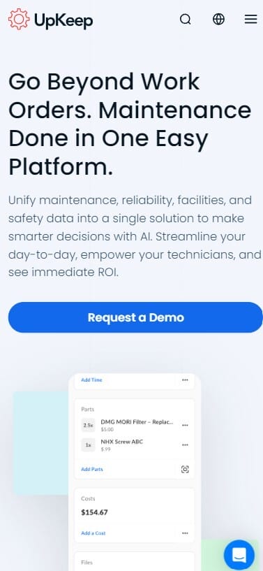 UpKeep website screenshot