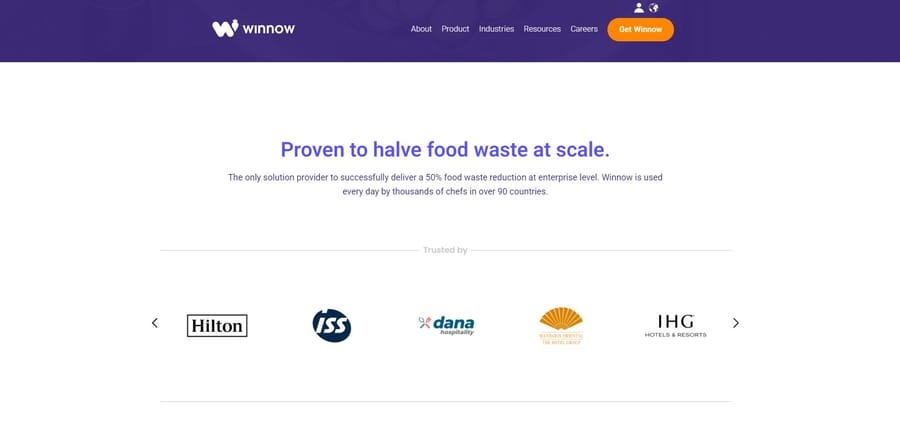 Winnow website screenshot
