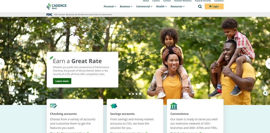 Cadence Bank website screenshot