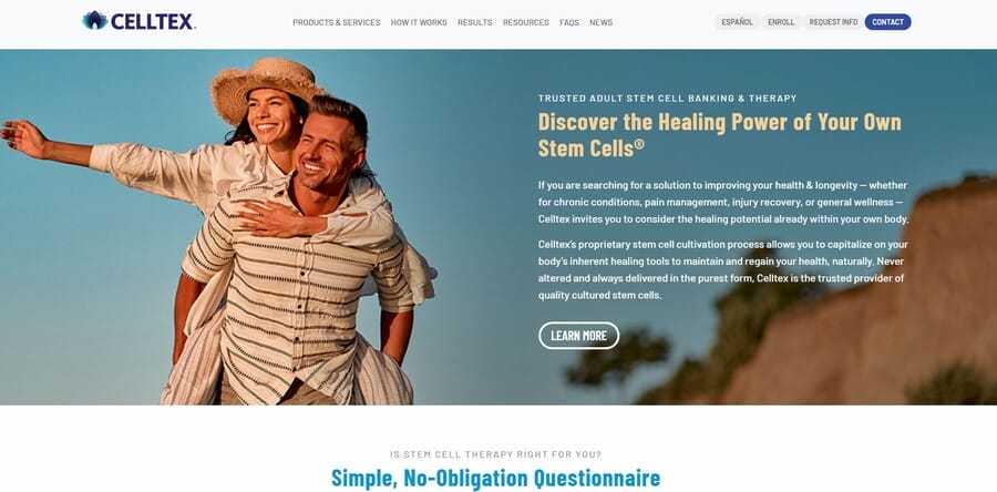 Celltex Therapeutics website screenshot