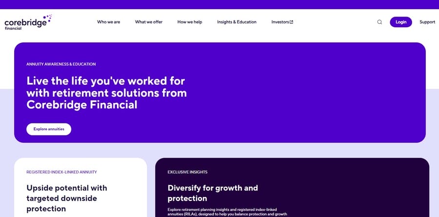 Corebridge Financial website screenshot