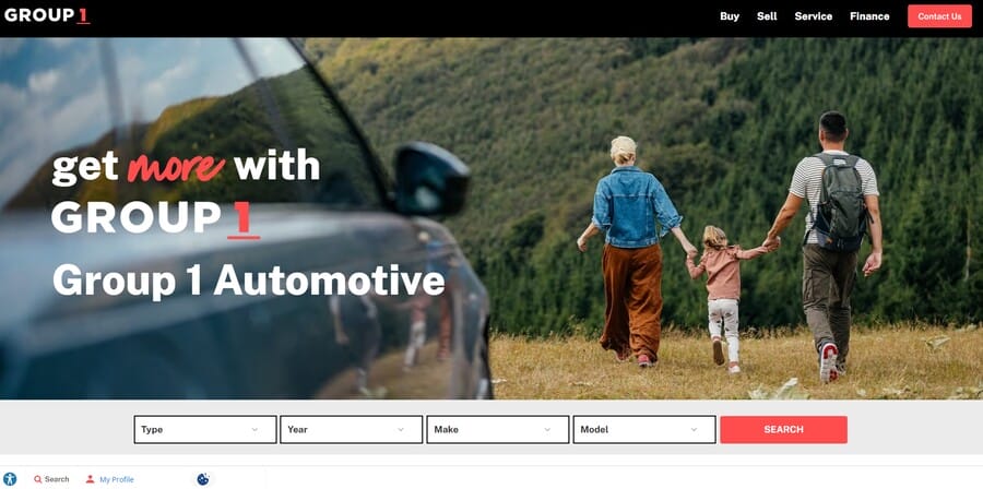 Group 1 Automotive website screenshot