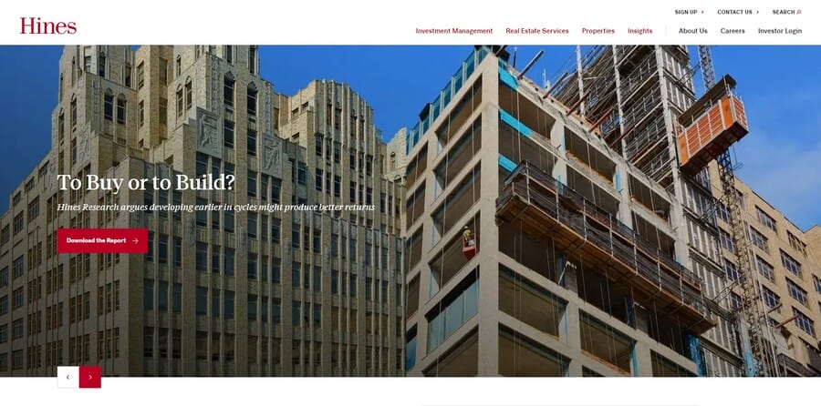 Hines website screenshot