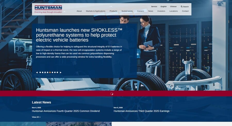 Huntsman Corporation website screenshot