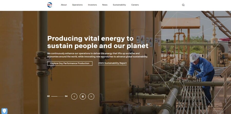 Occidental Petroleum website screenshot