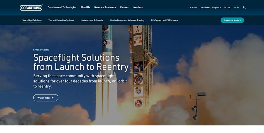 Oceaneering International website screenshot