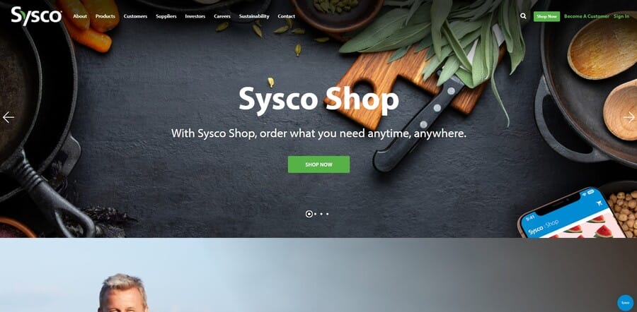 Sysco website screenshot
