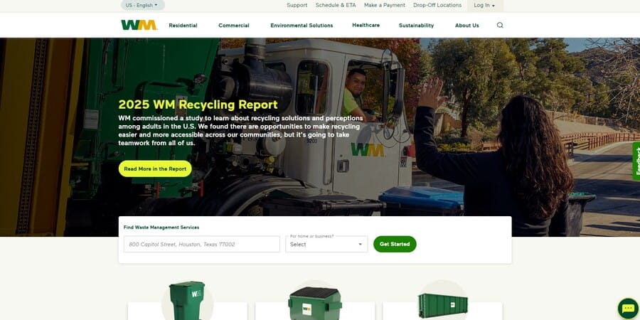 Waste Management website screenshot