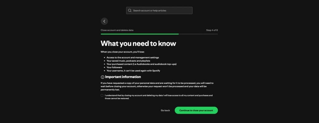 Spotify cancellation page