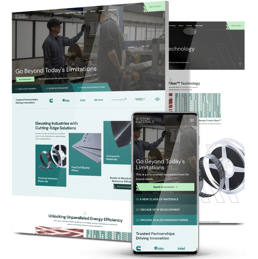 boston-materials-desktop-mobile Image showing Boston Materials' website design
