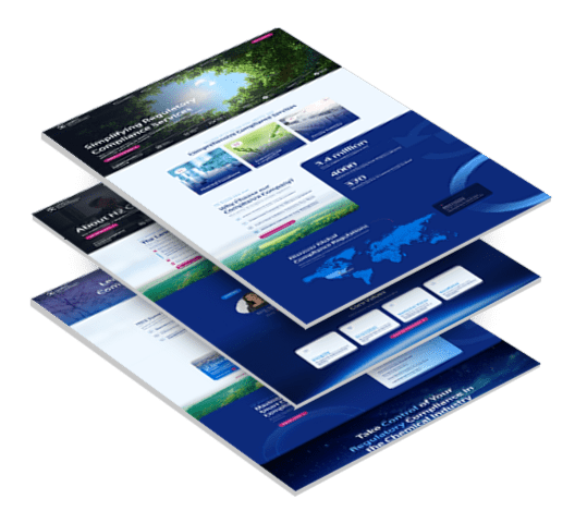 h2compliance-stacked Three stacked images of H2 Compliance's website design