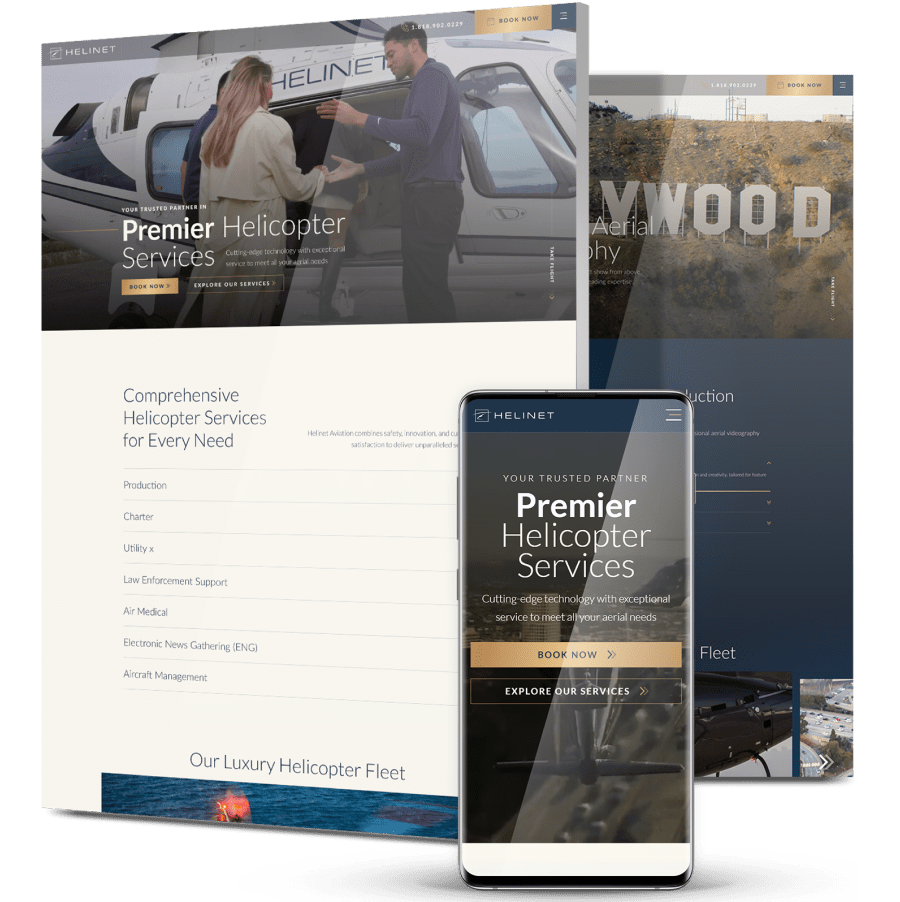 Image showing Helinet Aviation's website design
