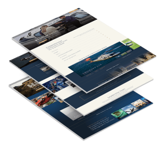 Three stacked images of Helinet Aviation's website design
